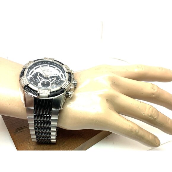 Invicta Men's Watch 29569 Bolt Quartz Chronograph Silver Black Stainless Steel - Picture 5 of 15